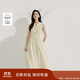 茵曼法式小眾褶皺連衣裙夏季女裝設計感單排扣無(wú)袖中長(cháng)裙 梨花杏 M