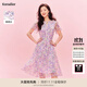 珂萊蒂爾[瑰麗小蠻腰]女裝夏桑蠶絲真絲法式修身連衣裙 淡紫紅 M