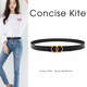 CONCISE KITE真皮【禮盒裝】官方皮帶女士頭層牛皮西裝連衣褲裙帶CK輕奢腰帶女 黑色 105cm （寬2.4cm）