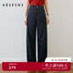 詩(shī)凡黎（'SEIFINI）詩(shī)凡黎藏青色彎刀褲彈力牛仔褲女2025夏新款時(shí)尚高腰顯瘦闊腿長(cháng)褲 藏冬青 L
