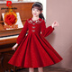皮爾卡丹（pierre cardin）女童連衣裙秋冬3~14歲穿秋裝女孩洋氣紅色公主裙秋季加絨兒童裙子 紅色加絨 L1050# 140