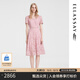 歌力思（ELLASSAY）夏新款溫柔優(yōu)雅約會(huì)穿搭V領(lǐng)收腰刺繡蕾絲連衣裙女EWE352Y0400 紅粉織提繡花 M