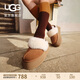 UGG秋季新款女士厚底LOGO松緊帶懶人毛毛鞋1113474CHE|栗色36