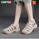 卡帝樂(lè )鱷魚(yú)（CARTELO）包頭運動(dòng)休閑涼鞋女夏季鏤空透氣板鞋2026年新款牛皮復古洞洞鞋女 米白色 38