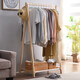 愛(ài)必居衣架落地實(shí)木衣帽架收納置物架單層帶布兜松木(無(wú)漆)80cm