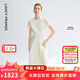朗姿【蘭亭敘】真絲提花長裙氣質(zhì)設(shè)計2025年夏季新款高級感連衣裙 米白色 L