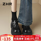 ZHR厚底單鞋女復古輕便魔術(shù)貼樂(lè )福鞋英倫通勤皮鞋配裙子JF172黑色37