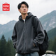 名創(chuàng  )優(yōu)品（MINISO）搖粒絨外套男生冬季新款美式休閑百搭連帽開(kāi)衫男雙面磨毛保暖夾克 【連帽開(kāi)衫】深灰(純色) L /175(名創(chuàng  )優(yōu)品 品質(zhì)保障)