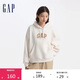 蓋璞女裝秋季款經(jīng)典logo碳素磨毛抓絨休閑連帽衫衛衣634443