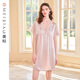 美標涼感真絲禮物睡裙女春夏6A100%桑蠶絲綢連衣裙蕾絲性感睡衣家居服 玫瑰煙粉 L (165/88A)