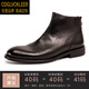 CDGLVCK&LEER意大利風(fēng)品牌馬丁靴男加絨保暖真皮短靴男士中幫皮靴冬季商務(wù)正裝 黑色 40 奢侈品牌