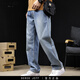 DEREK JEFF 戴里克.杰夫淺色牛仔褲男2025新款直筒秋季潮牌寬松大碼男士錐形春秋褲子高端 靛藍色 28 適合90-105斤