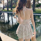 莫代爾泳衣女夏純欲風(fēng)遮肚顯瘦高級感碎花系脖吊帶性感泡溫泉海邊泳裝