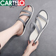 卡帝樂鱷魚（CARTELO）女鞋夏季2025年新品學(xué)生外穿韓版拖鞋女潮仙女風(fēng)平底簡約涼拖女新 灰色 39
