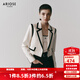 艾諾絲雅詩(shī)【商場(chǎng)同款】2025春秋新品撞色設計感小香風(fēng)短款西裝外套40221302 奶油米 M