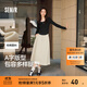 森馬（Semir）半身裙女磨毛純色A字長(cháng)裙簡(jiǎn)約百搭秋季純棉寬松傘裙顯瘦潮流 淺卡其50356 S