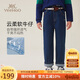 英氏（YEEHOO）男童牛仔褲兒童褲子中大童裝長(zhǎng)褲直筒褲吸汗休閑秋 深藍(lán) 160