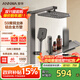 安華ANNWA 淋浴花灑套裝全套整套精銅增壓噴頭全銅沐浴洗澡神器鋼琴鍵 R5 Pro【59黃銅鑄造】-槍灰