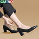 卡帝樂鱷魚 CARTELO 單鞋職業(yè)工作女鞋子優(yōu)雅尖頭粗跟鞋 KCC-555 黑色 36 