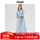 ELAND衣戀連衣裙女舒適透氣襯衫領(lǐng)A字九分長(zhǎng)裙純棉夏季新款 淺藍(lán)色(51)L/Blue L 170