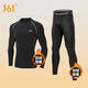 361°跑步運動(dòng)套裝速干衣男秋冬加絨保暖高彈體育生緊身訓練健身服打底 加絨精英兩件套 XL