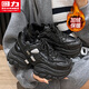回力官方女鞋2025冬季加絨老爹鞋女顯高厚底休閑運動(dòng)鞋子女 黑色 37