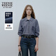 Teenie Weenie小熊女裝襯衫2025秋新款舒適磨毛仿牛仔感人字紋上衣 中藍色 M