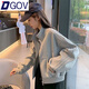 DGOV短款外套女2026春季新款棒球服休閑顯瘦夾克開(kāi)衫上衣寬松百搭外套 淺灰色 M 【100-115斤】