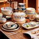 石茗堂餐具日式碗碟套裝家用網(wǎng)紅創(chuàng)意餐具2025新款盤子喬遷新居碗筷碗盤 十人食家用雙耳湯碗配置 55件套