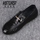 維絲圖西品牌豆豆鞋男潮流時(shí)尚真皮透氣一腳蹬平底舒適日常休閑樂(lè )福鞋男 黑色 38