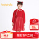 巴拉巴拉（BALABALA）女童連衣裙兒童裙子新年季大童國風(fēng)拼接網(wǎng)紗裙拜年服潮 中國紅-精致網(wǎng)紗-60608 150 cm