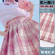 椿奈社原創(chuàng  )jk格裙制服夏季原創(chuàng  )正版學(xué)院風(fēng)套裝百褶裙子半身裙 樹(shù)莓紅茶格裙+短袖白襯+領(lǐng)結 M