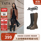 他她（TATA）軟糖靴彈力長(cháng)筒靴女冬CGG01DG4 棕色（單里） 37