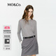 MO&Co.【C+系列】上衣假兩件彈力天絲綿羊毛輕暖肌理感摩安珂 奶奶灰 M 165
