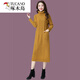啄木鳥(niǎo)高領(lǐng)毛衣女寬松顯瘦長(cháng)款毛衣裙加絨加厚秋冬針織裙子連衣裙過(guò)膝 黃色 2XL