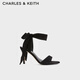 CHARLES&KEITH優(yōu)雅蝴蝶結(jié)綁帶一字帶露趾高跟鞋女鞋涼鞋女CK1-60360965 Black黑色 38