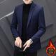 羅蒙（ROMON）潮流韓版西裝外套男士秋冬季新款修身職業(yè)結婚正裝小西服套裝 717藏青【單扣加棉】 2XL