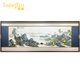 唐臨千里江山圖客廳沙發(fā)背景墻刺繡裝飾畫(huà)蘇州刺繡成品掛畫(huà)新中式壁畫(huà) 高檔刺繡卡紙裝裱 86x246cm