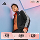 adidas休閑舒適毛圈布立領長袖套裝男女秋季阿迪達斯官方輕運動 黑色（選大一碼)   2XL