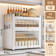 禾枝調料碗碟架廚房多功能置物架雙層臺面儲物柜廚具用品調料品收納架 防塵防油【翻蓋柜門(mén)】三層40cm 白色-優(yōu)質(zhì)加厚碳鋼-水晶亞克力門(mén)