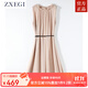 ZXEGI高檔原單真絲喬其100%桑蠶絲連衣裙女氣質(zhì)復古無(wú)袖新款裙子中長(cháng)款 香檳色（裙長(cháng)106CM） 均碼