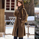 白鹿語(yǔ)立領(lǐng)復古仿貂毛大衣25冬季新款顯瘦柔軟長(cháng)款外套女 棕咖色 L