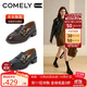 康莉（COMELY）羊皮樂福鞋女春秋粗跟復(fù)古圓頭休閑jk小皮鞋25年新款 英倫黑  36 