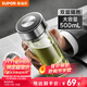 蘇泊爾（SUPOR）玻璃杯茶水分離男士水杯雙層高硼硅玻璃耐高溫大容量泡茶杯子禮物 行硯黑500mL