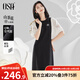歐莎（OSA）法式假兩件拼接連衣裙女夏季新款小個(gè)子氣質(zhì)泡泡袖小黑裙 黑色 XL