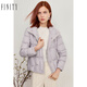菲妮迪（FINITY）女裝冬季新款高端輕薄短款白鴨絨羽絨服女水貂毛領(lǐng)外套 紫色 XL