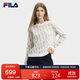FILA 斐樂(lè )官方女子編織衫2025冬季時(shí)尚休閑基礎滿(mǎn)印長(cháng)袖毛衣