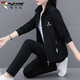啄木鳥(niǎo)品牌運動(dòng)套裝女春秋2025新款衛衣女時(shí)尚洋氣外套中年休閑服三件套 黑色(兩件套) XL (110-125斤)