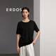 ERDOS 春夏絲棉圓領(lǐng)不對稱(chēng)寬松百搭休閑顯瘦短袖女針織衫 黑 XL 170/92A