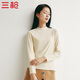 三槍秋冬女士高彈維耐寒保暖小圓領(lǐng)長(cháng)袖修身上衣燈芯絨羅紋外穿打底衫 米白 XL (170/95)